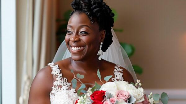 Mariée avec un chignon bouclée